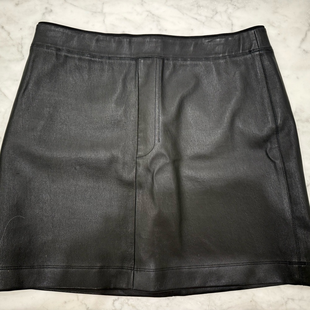 Helmut Lang Charcoal Leather Mini Skirt